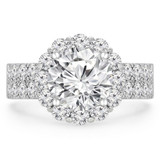 3 9/10 CTW Round Diamond Two-row Floral Halo Engagement Ring in 18K White Gold (MD250231)