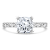 1 2/3 CTW Cushion Diamond Solitaire with Accents Engagement Ring in 14K White Gold (MD250232)