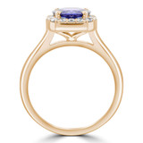 1 2/5 CTW Round Blue Sapphire & Round Diamond Cushion Halo Engagement Ring in 14K Yellow Gold (MD250234)