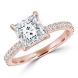 3 1/7 CTW Princess Diamond Solitaire with Accents Engagement Ring in 14K Rose Gold (MD250235)