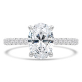2 1/4 CTW Oval Diamond Hidden Halo Solitaire with Accents Engagement Ring in 14K White Gold (MD250236)