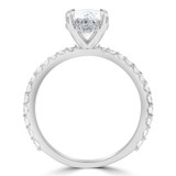 2 1/4 CTW Oval Diamond Hidden Halo Solitaire with Accents Engagement Ring in 14K White Gold (MD250236)