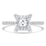 2 1/3 CTW Princess Lab Created Diamond  Hidden Halo Solitaire with Accents Engagement Ring in 18K White Gold (MD250240)