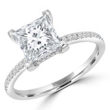 2 1/3 CTW Princess Lab Created Diamond  Hidden Halo Solitaire with Accents Engagement Ring in 18K White Gold (MD250240)