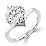 2 3/5 CT Round Lab Created Diamond  Offset Chevron Solitaire Engagement Ring in 14K White Gold (MD250241)