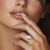2 3/5 CT Round Lab Created Diamond  Offset Chevron Solitaire Engagement Ring in 14K White Gold (MD250241)