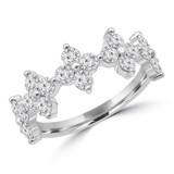 1 2/5 CTW Round Lab Created Diamond  Floral Petal Cocktail Ring in 14K White Gold (MD250244)