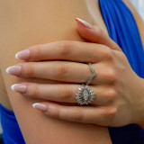 1 3/4 CTW Marquise Lab Created Diamond  Vintage Evil Eye Motif Cocktail Ring in 14K White Gold (MD250245)