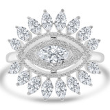 1 3/4 CTW Marquise Lab Created Diamond  Vintage Evil Eye Motif Cocktail Ring in 14K White Gold (MD250245)