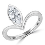 4/5 CT Marquise Lab Created Diamond  Offset Chevron Bezel Set Cocktail Ring in 14K White Gold (MD250246)