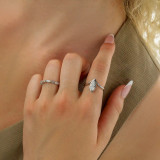 4/5 CT Marquise Lab Created Diamond  Offset Chevron Bezel Set Cocktail Ring in 14K White Gold (MD250246)