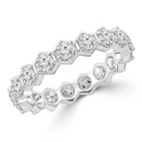 1 3/5 CTW Round Lab Created Diamond  6-Prong Eternity Anniversary Wedding Band Ring in 14K White Gold *Size 6.5 Only* (MD250247)