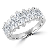 1 3/5 CTW Marquise Lab Created Diamond  Half Bezel Set Cocktail Ring in 14K White Gold (MD250252)