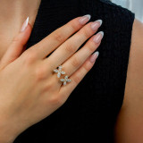 3 1/6 CTW Marquise Lab Created Diamond  Open Dual Floral Cocktail Ring in 14K Yellow Gold (MD250258)