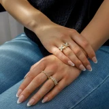 3 1/6 CTW Marquise Lab Created Diamond  Open Dual Floral Cocktail Ring in 14K Yellow Gold (MD250258)