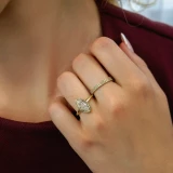 9/10 CT Marquise Lab Created Diamond  Double Bezel Solitaire Engagement Ring in 14K Yellow Gold (MD250260)