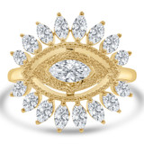 1 5/8 CTW Marquise Lab Created Diamond  Vintage Evil Eye Motif Cocktail Ring in 14K Yellow Gold (MD250261)