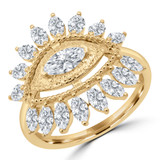 1 5/8 CTW Marquise Lab Created Diamond  Vintage Evil Eye Motif Cocktail Ring in 14K Yellow Gold (MD250261)