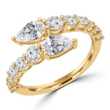 1 2/3 CTW Pear Lab Created Diamond  Dual Center Open Bypass Cocktail Ring in 14K Yellow Gold (MD250262)