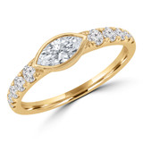 4/5 CTW Marquise Lab Created Diamond  Bezel Set Cocktail Ring in 14K Yellow Gold (MD250263)