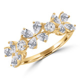 1 1/2 CTW Pear Lab Created Diamond  Floral Petal Cocktail Ring in 14K Yellow Gold (MD250266)