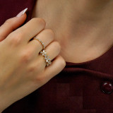 1 1/2 CTW Pear Lab Created Diamond  Floral Petal Cocktail Ring in 14K Yellow Gold (MD250266)