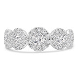 1 1/3 CTW Round Diamond Five-stone Halo Cocktail Ring in 18K White Gold (MD250267)