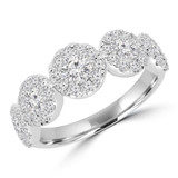 1 1/3 CTW Round Diamond Five-stone Halo Cocktail Ring in 18K White Gold (MD250267)