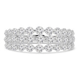 1 2/5 CTW Round Diamond Three-row Shared-prong Cocktail Ring in 18K White Gold (MD250269)