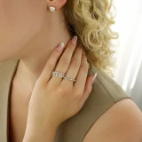 1 2/5 CTW Round Diamond Three-row Shared-prong Cocktail Ring in 18K White Gold (MD250269)