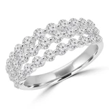 1 2/5 CTW Round Diamond Three-row Shared-prong Cocktail Ring in 18K White Gold (MD250269)