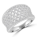 1 3/5 CTW Round Diamond Multi-row Concave Cocktail Ring in 18K White Gold (MD250271)