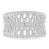 1 3/5 CTW Round Diamond Multi-row Concave Cocktail Ring in 18K White Gold (MD250271)
