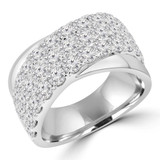 2 2/3 CTW Round Diamond Three-row Cross-over Cocktail Ring in 18K White Gold (MD250272)