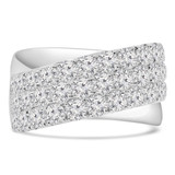 2 2/3 CTW Round Diamond Three-row Cross-over Cocktail Ring in 18K White Gold (MD250272)