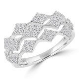 2/3 CTW Round Diamond Three-row Cluster Cocktail Ring in 18K White Gold (MD250273)