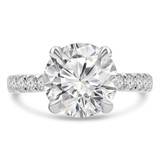 4 1/6 CTW Round Lab Created Diamond  Tapered Hidden Halo Solitaire with Accents Engagement Ring in 18K White Gold (MD250281)