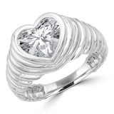 2 CT Heart Lab Created Diamond  Twisted Rope Bezel Set Solitaire Engagement Ring in 14K White Gold (MD250282)