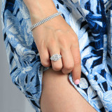 3 3/5 CTW Cushion Lab Created Diamond  Vintage Split-shank Three-stone Halo Engagement Ring in 18K White Gold with Heart Decal Profile (MD250289)