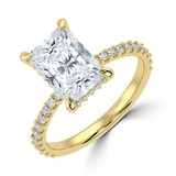 1 7/8 CTW Radiant Lab Created Diamond  Hidden Halo Solitaire with Accents Engagement Ring in 14K Yellow Gold (MD250300)