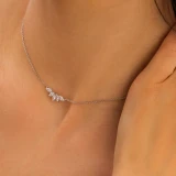 1/2 CTW Marquise Lab Created Diamond  Five-stone Necklace in 14K White Gold (MD250303)