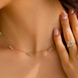 2 4/5 CTW Emerald Lab Created Diamond  Bezel Stationed Cluster Necklace in 14K Yellow Gold (MD250304)