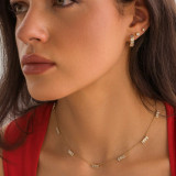 2 4/5 CTW Emerald Lab Created Diamond  Bezel Stationed Cluster Necklace in 14K Yellow Gold (MD250304)