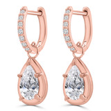 1 3/8 CTW Pear Lab Created Diamond  Huggie Drop/Dangle Earrings in 14K Rose Gold (MD250305)