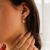 1 3/8 CTW Pear Lab Created Diamond  Huggie Drop/Dangle Earrings in 14K Rose Gold (MD250305)