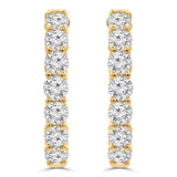 1 7/8 CTW Round Lab Created Diamond  Inside Outside Shared-prong Huggie Earrings in 14K Yellow Gold (MD250306)