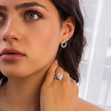 1 9/10 CTW Pear Lab Created Diamond  Half Hoop Stud Earrings in 14K White Gold (MD250307)