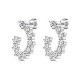 1 9/10 CTW Pear Lab Created Diamond  Half Hoop Stud Earrings in 14K White Gold (MD250307)