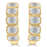 1 1/2 CTW Emerald Lab Created Diamond  Bezel Set Huggie Earrings in 14K Yellow Gold (MD250309)