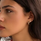 1 1/2 CTW Emerald Lab Created Diamond  Bezel Set Huggie Earrings in 14K Yellow Gold (MD250309)